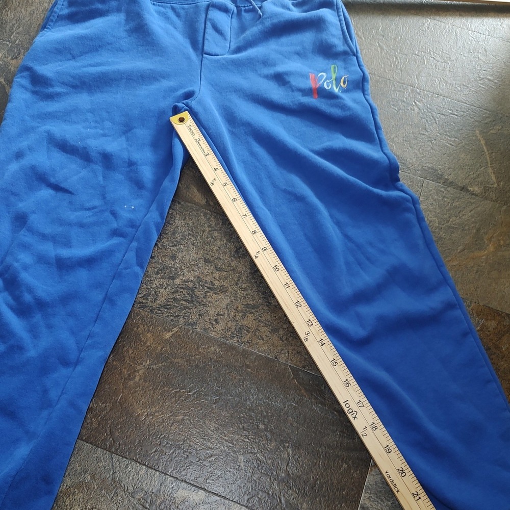 Polo Ralph Lauren Joggers Kids L 14-16 Blue Excellent Multi-Color Script Logo